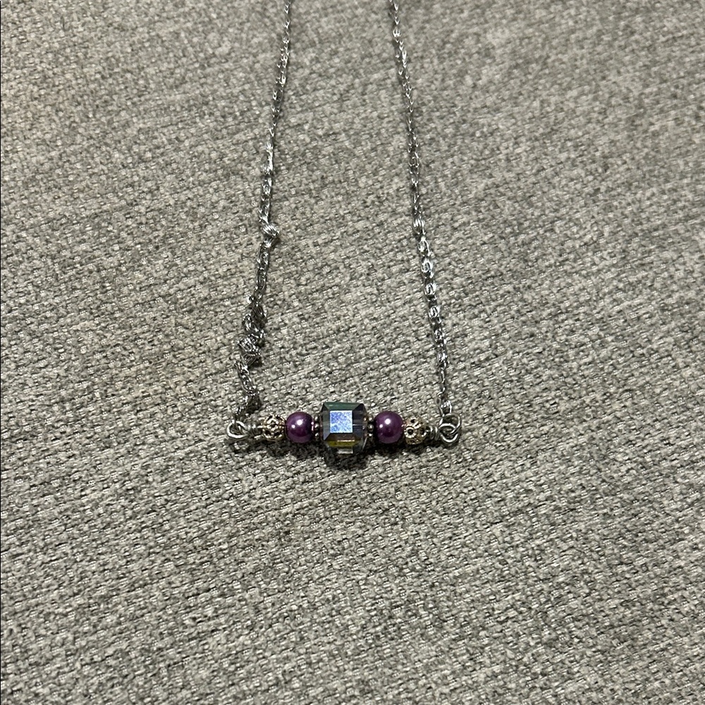 Elegant Silver and Purple Necklace Handmade
